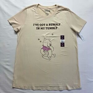 Disney Winnie The Pooh Women's Maternity 2XLarge Shirt Graphic Ivory Beige New